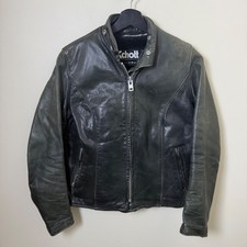 Vintage women’s schott NYC black leather jacket Harley-Davidson patch Size 10 picture