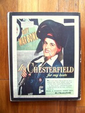 1943 WW II ERA CHESTERFIELD CIGARETTES Print Ad - Woman Welder & BUY WAR BONDS picture