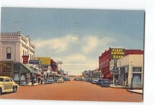 Las Cruces New Mexico NM Postcard 1930-1945 Main Street Storefronts picture