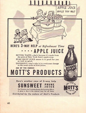 1943 Mott's Apple Juice - The Sign of Better Taste Girl Puppy - Vintage Print Ad picture