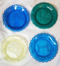 Vintage Pairpoint Glass Cup Plates Cape Cod - Lot Of 12 with Inserts picture