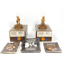 Lot of 2 VTG  Anri Ferrandiz Mini Wood Carvings Cowboy & Tracker w /Glass Domes picture