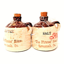 Vintage Pirates' House Savannah GA Salt Pepper Stoneware Jug Set Restaurant Souv picture