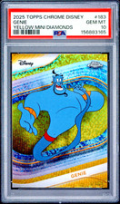 2025 TOPPS CHROME DISNEY GENIE #183 YELLOW MINI DIAMONDS PSA 10 GEM MINT picture