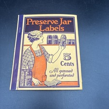 VINTAGE NOS PRESERVE JAR LABELS BOOKLET GUMMED AND PERFORATED 5 CENTS picture