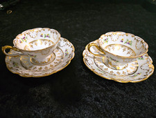 Pair of Antique Richard Klemm Dresden Porcelain Cups & Saucers c.1888 Heavy GG picture