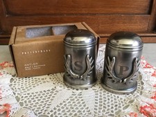 POTTERY BARN Antler Salt and Pepper Shakers — Antique Nickel - NEW in box picture