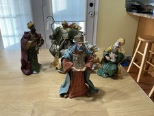 Vintage Handcrafted SILVESTRI paper mache nativity Large set picture