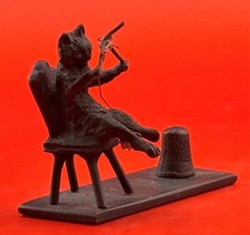 Redl Wien  Bronze Cat in Chair Knitting New, Vintage, never been sold picture