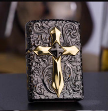 Zippo Classic Chrome Lighter with Luminous Cross Design picture