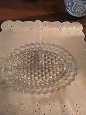 Vintage Fostoria American Clear Glass 3-Part Divided Oval Relish Dish Tray picture