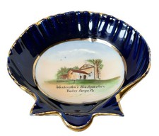 VALLEY FORGE PA Pennsylvania WASHINGTON Antique COBALT Souvenir TRINKET DISH picture