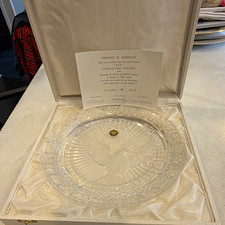 Cristal d'Arques Pax Clear Crystal Collector Plate Dove 11 in COA #1615 picture