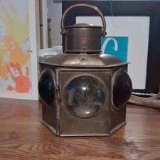 Antique Eli Griffiths & Sons Tricolor Brass Ship Lantern Sherwood Wedge Burner picture