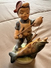 Vintage Friedel Bavaria Boy Fishing West Germany 50s Hand Painted picture