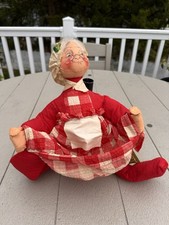 Vintage Annalee Mrs Claus Doll 13” Red Gingham Christmas Original Hang Tag picture