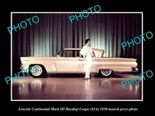 OLD POSTCARD SIZE PHOTO OF 1958 LINCOLN CONTINENTAL Mk III LAUNCH PRESS PHOTO 1 picture