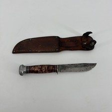 VINTAGE REMINGTON DUPONT RH 74P KNIFE WITH SHEATH CRACKED ICE PYREMITE picture