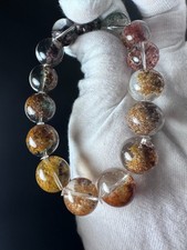 Natural AAAA+ Grade Garden Four Seasons Phantom Quartz Lodolite Bracelet 13.3mm picture