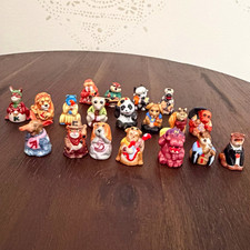 Vintage 1985 Franklin Mint Porcelain Animal Alphabet Thimbles - Lot of 19 picture