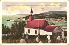 Tadoussac Quebec Little Indian Church St Lawrence River White Border Postcard picture
