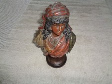 Vintage Bust Black young lady Arab Nubian in outfit scarf jewelry European picture