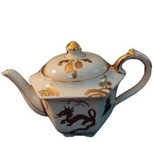 Sadler GOLD DRAGON England Pagoda Chinese Motif White Signed Numbered TEAPOT picture