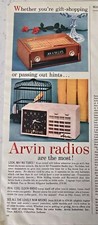 1956 Arvin no tubes pink clock radio and brown luggage type radio it vintage Ad  picture