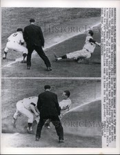 1963 Press Photo Yankee Phil Linz runs for hit of Yogi Berra, SS Tony Kubek picture