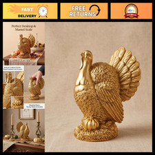 Thanksgiving Table Centerpiece - Small Gold Resin Turkey Figurine Decoration picture