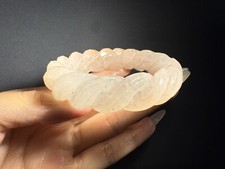 56mm Natural Mongolian Jade Bangle/Shetei Cui/Fine Hand Carved inifity Row motif picture