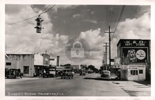 Street Scene Palmetto FL Cline Occupational RPPC Photo Postcard COPY picture