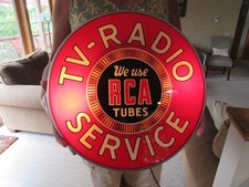 VINTAGE ORIGINAL 1940's RCA TV RADIO SERVICE LIGHTED SPINNER SIGN NEAR MINT picture