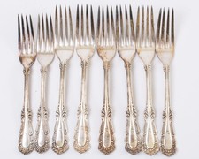Set of 8 Antique C. Rogers Bros Silverplate Lunch & Dinner Place Forks 7