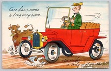 Vintage 1959 Columbus OH Car Dealer Ad Postcard Model T Humor Cartoon picture