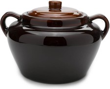 3.5QT Stoneware Bean Pot 9.75 Inch Brown Oven Safe Baker picture