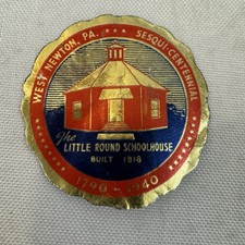 1940's West Newton PA Little Round School House Label Poster Stamp Fast Ship picture