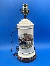 VINTAGE PFALTZGRAFF FOX HUNT SCENE TABLE LAMP EQUESTRIAN DECOR, NEW WIRING picture