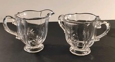 Vintage Clear Glass Crystal Creamer And Sugarbowl Set Fostoria 'Baroque' Footed picture