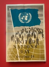 Vintage 1950s United Nations Day Original Poster 22x15 UN Presentation 3150 picture