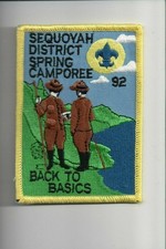 1992 Sequoyah District Spring Camporee Back To Basics patch picture