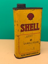 Ultra Rare 1930s Shell Stickman Anti Corrosion Fluid 1 Pint FULL Tin Aust Petrol picture