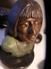 Native American Sculpter Doug Hyde (b. 1946) Bronze Native American Woman Bust picture