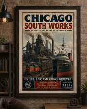 Chicago south work steel mill Vintage style poster 11