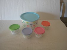 New Tupperware Canister And 4 snack cup Set palm trees tropical  picture