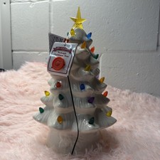NWT White Ceramic Christmas Tree Lights Mr. Christmas 14