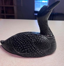 Vintage Aardik Collection Loon Figurine Faux Soapstone Bird Black Canada Art 70s picture