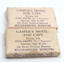 Vtg GASPER's MOTEL Cafe Williamsburg Missouri Mini Bar Travel Soap LUX 1950s Lot picture