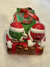 Vintage 2000 M&M's Christmas candy holder. Ceramic picture