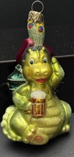 Wawel Dragon Drinks Beer Blown Glass Christmas Ornament  picture